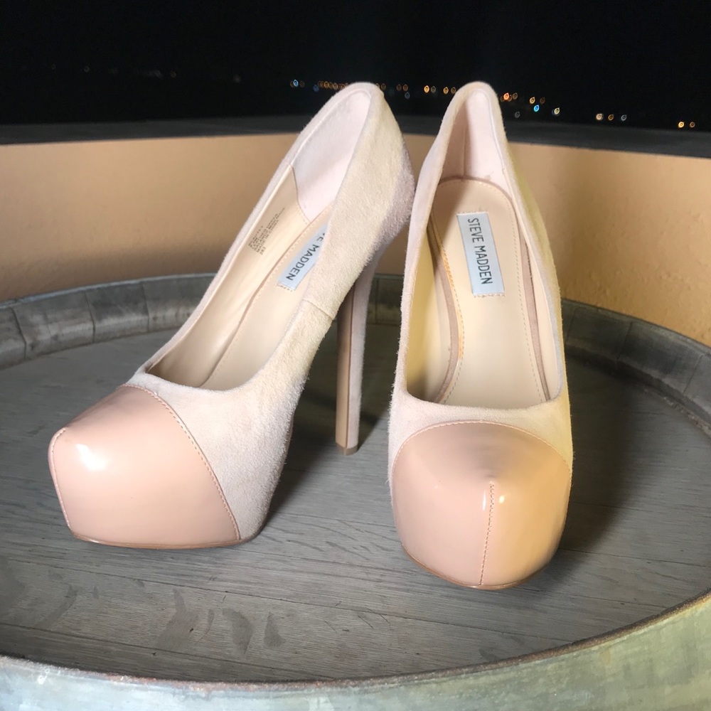 Steve Madden🎠Suede Platform Pumps💋| Nude Leather
